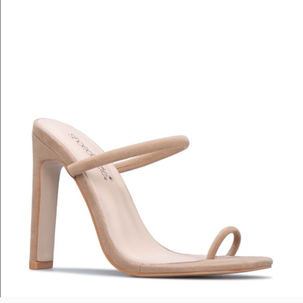 Tan “Nude” Beige Shoe Dazzle Mule Heels